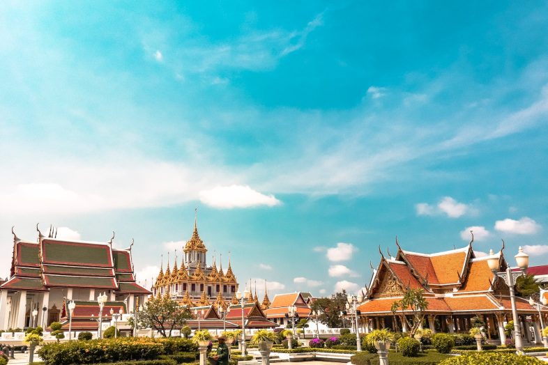 orange temples during daytime